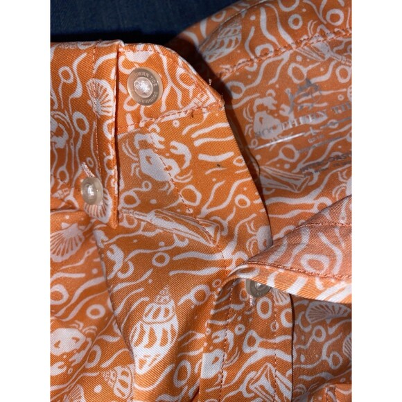 Souther Tide Boys Large Shell Printed Intercostal Short Sleeve Button-Down Shirt - Picture 3 of 3